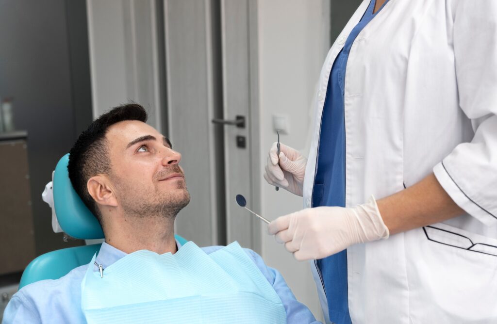 Patient consultation at Tenerife dental clinic during professional dental examination